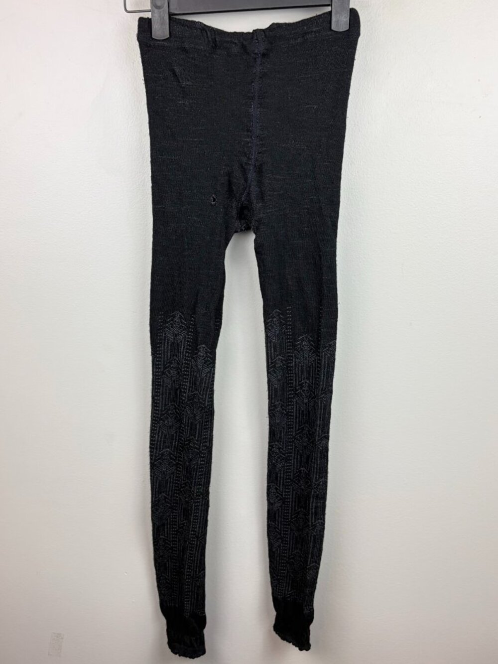 Smartwool Black Textured Geometric Knit Footless Tights Size Small **FLAWS**